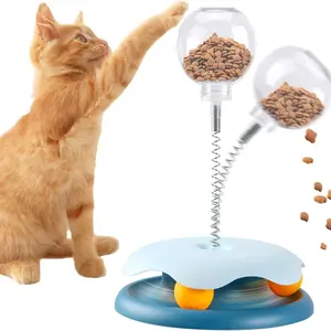 Cat Toy Leak-Proof Food Ball Teaser Rod, Cat Play Turntable Toy, Interactive Kitten Entertainment, Fun and Engaging Pet Supplies