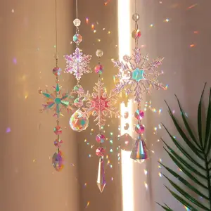 Christmas Themed Hanging Ornament, 4 Counts/set Colorful Snowflake Design Hanging Decoration, Hanging Decor for Home Party Festival