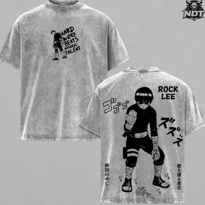 Rock Lee Oversized Anime T-Shirt, Naruto Streetwear Tee, Lee Graphic Washed Cotton Shirt, Hard Work Taijutsu Aesthetic Outfit, Unisex Casual Drip, Gift For Anime Fans 35Y