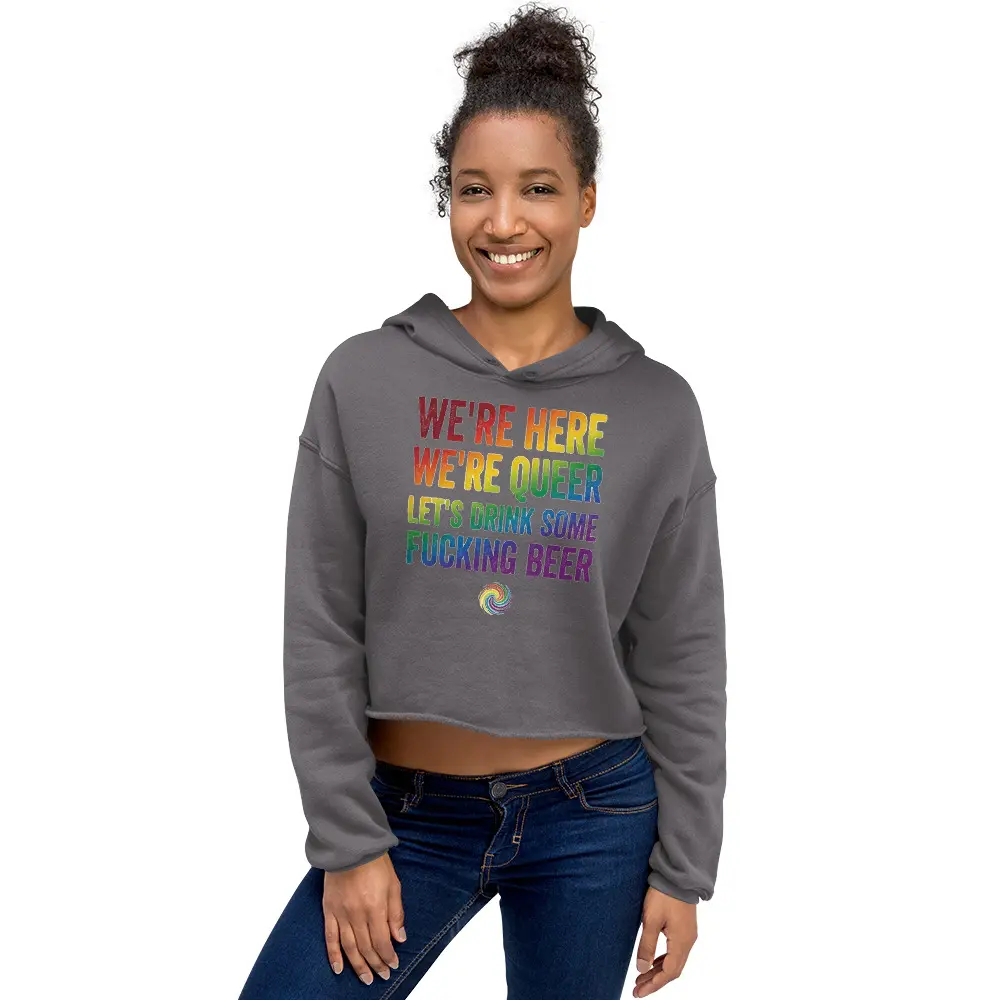 We're Here Crop Hoodie Cropped Fabric