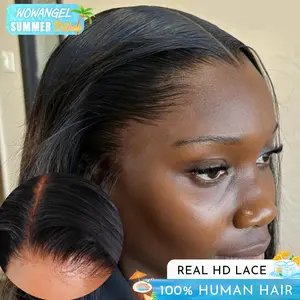 WOWANGEL 5x5 HD Lace Closure Bob Wig Straight Body Wave Real Human Hair 180% 250% Density Pre-Plucked Natural Hairline Human Hair Wig for Parties & Weddings  #SummerVibes