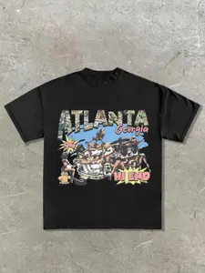 Men's Atlanta Georgia Print Casual Graphic Design Round Neck Tee, Regular Fit Casual Short Sleeve T-shirt for Daily Wear, Men's Casual Streetwear Top for Summer, Tropical