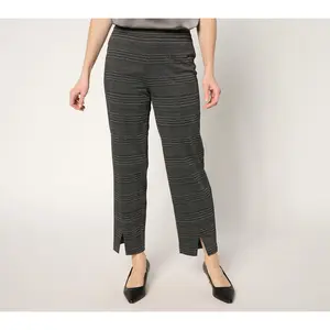 by Stacy London Petite Knit Jacquard Front Slit Pull-On Ankle Pant