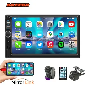 Double Din Car Radio Phone Mirror Link Carplay Android Auto 7 Inch Touchscreen Car Multimedia MP5 Player Audio Output, FM Car Stereo Rear View Camera, Car Video Players