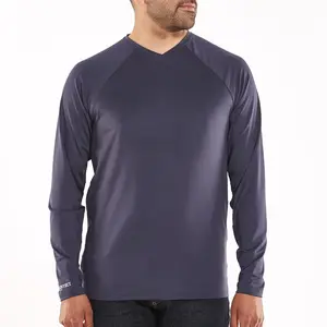 Men's Essential V-Neck Long Sleeve T-Shirt | Charcoal