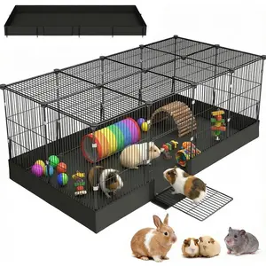20 Planes Guinea Pig Cages Enclosed Hamster Cage with Door &  Liner, Expandable Cage for Guinea Pigs, Metal Wire Yard Fence  Cage