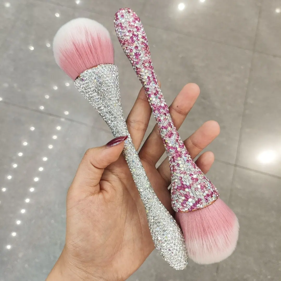 Luxury Small Waist Loose Powder Brush Single Pack, Sparkling Artificial Diamond Makeup Brush, Fashion Trendy Beauty Tool, Makeup Blending Brush, Cosmetic Brushes, Cosmetics Brush