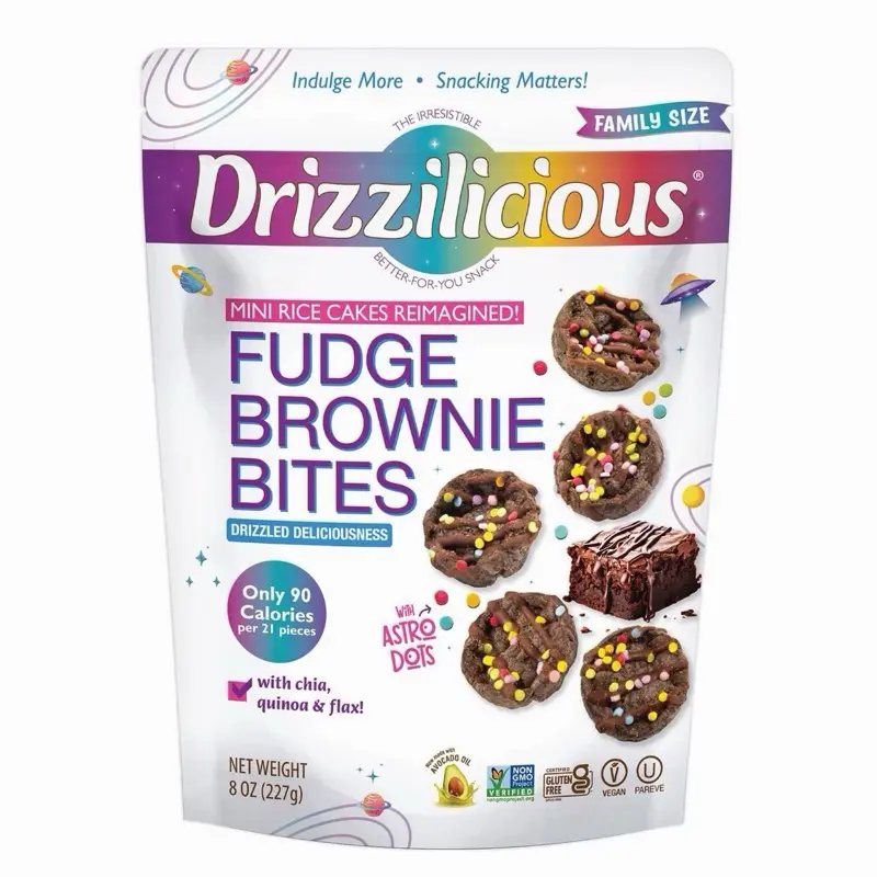 Drizzilicious Fudge Brownie Mini Rice Cakes, Big Bag Family Size 8 oz. Drizzilicious Fudge Brownie Mini Rice Cakes, Big Bag Family Size 8 oz.