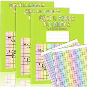 3 Pack 8.5×11 Colored Graph Paper Notebook 1/2 Inch Large Quad Ruled Double Sided Grid Composition Book For Kids School Supplies