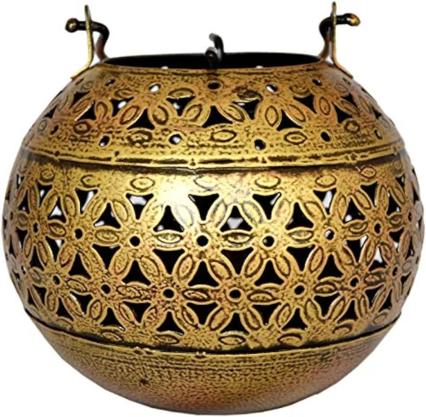 Handmade Moroccan Lanterns Hanging & Table Top Tea Light Candle Holder Round Tealight Stand for Indoor Outdoor Golden Hanging Tea Light Holder