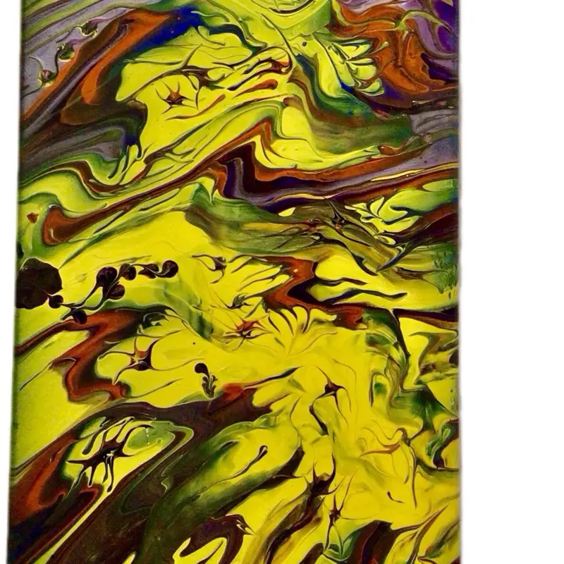 UV Light Reflective Acrylic Pour Wall Art Painting - 12x24 Stretched Canvas Room Decor Artwork for Home Decor Gift