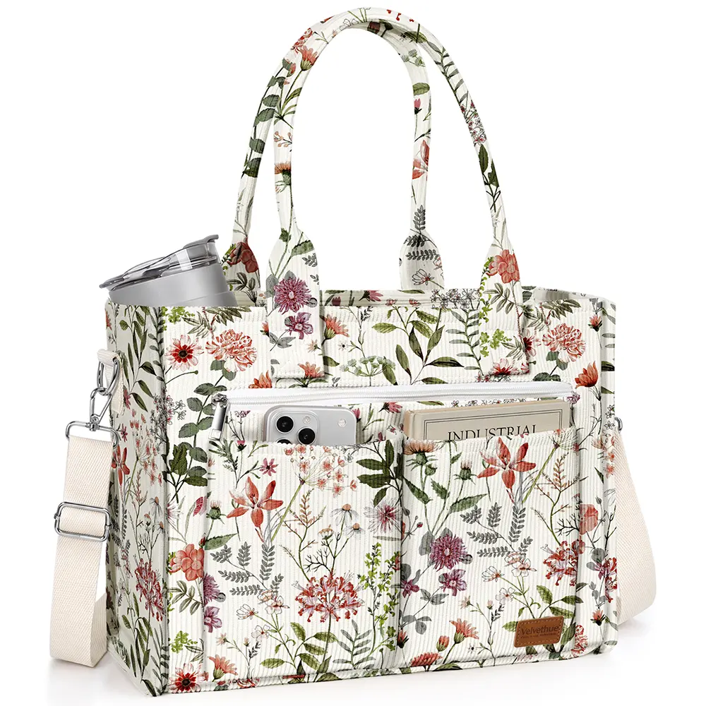 Miss Adola Structured Corduroy Tote Bag, Large Crossbody Laptop Bag