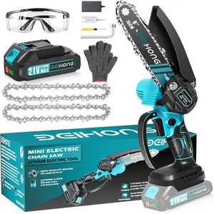 BEI & HONG Mini Chainsaw 6-Inch with Battery, Cordless Power Chain Saws with Security Lock, Handheld Small Chainsaw for Wood Cutting Tree Trimming（2023 upgrade）