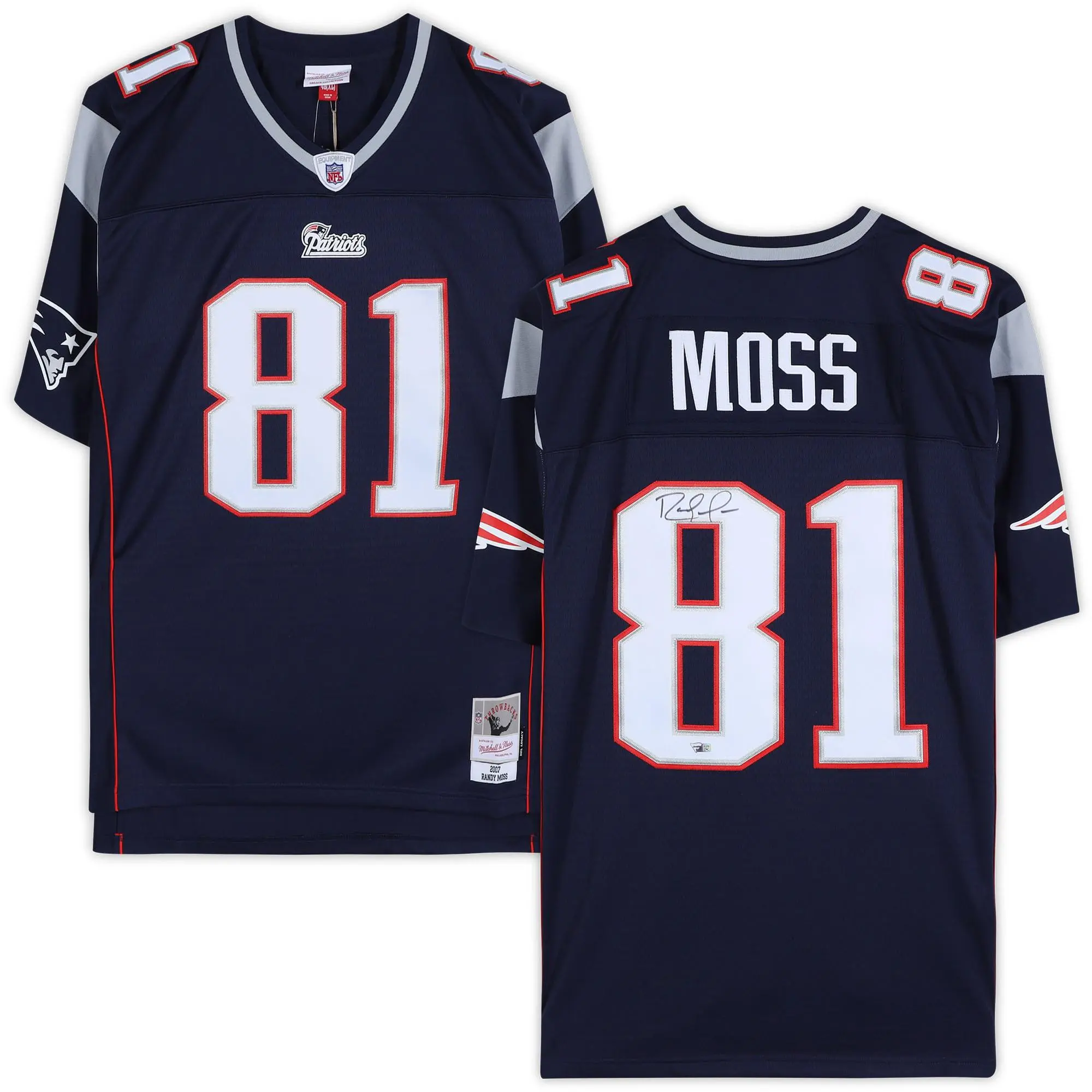 Randy Moss New England Patriots Autographed Mitchell & Ness Blue Replica Jersey - Fanatics Authentic Certified