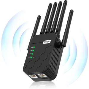 WiFi Extender, WiFi Extender Signal Booster, Dual Band 5.8GHz&2.4GHz, 6X , WiFi Booster Covers Up to 13880 Sq.ft, 1200M WiFi Repeater with Ethernet Port, Connects 100+ Devices, -tap Setup