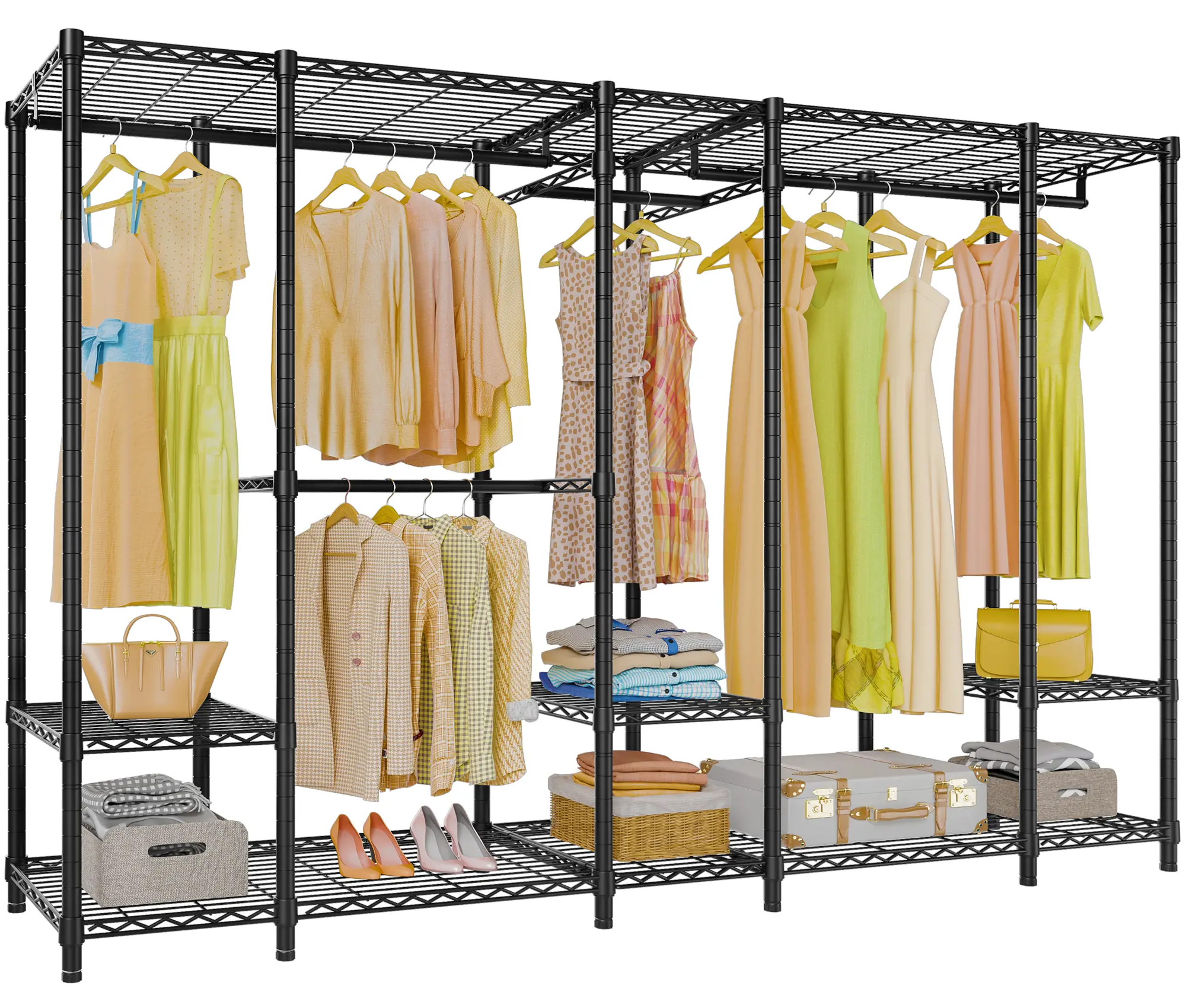 VIPEK V50 Series Carbon Steel Freestanding Wardrobe - Sturdy, Adjustable, Portable, Extra Large Renters' Clothes Rack Organizer with 1300lbs Max Load, Straight-Line/L-Shaped Configurations, Bending-Resistant Multi-Functional Hanging Storage