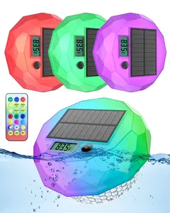 Avatar Controls Floating Pool Lights Solar Powered with Remote, RGB Color Changing Solar Pool Lights That Float with Thermometer Dynamic Lighting Effects, Floating Light for Pools, Party, Decor