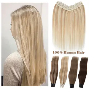 V Shape Clip In Human Hair Extensions 12-22 Inch Double Weft Seamless Clip In Hair Extensions Human Hair Upgraded V-Shape 100% Remy Human Hair Hairpieces For Volume & Length Black Highlight