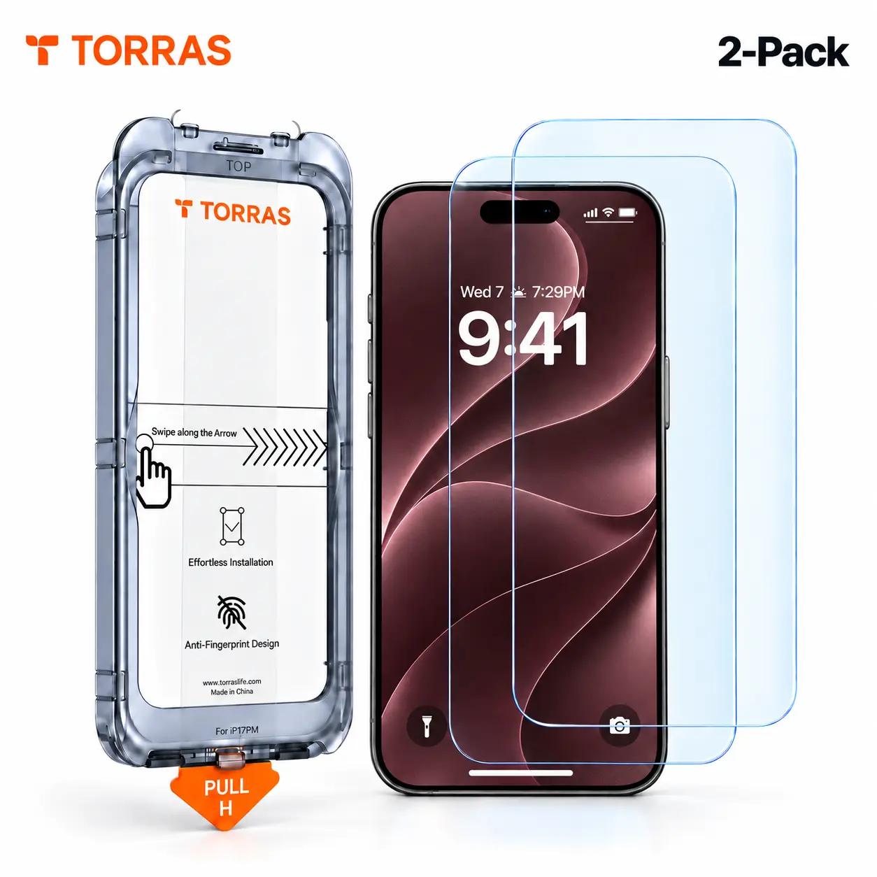 iPhone 18 Pro Max TORRAS First Launch 2-Pack Screen Protector , Cellphone Accessory, 8K HD 9H+ Protective Glass, Military Grade Shatterproof, Scratch Resistant, Anti-Reflective, 1-Pull Easy Installation, Compatible with iPhone 18/17