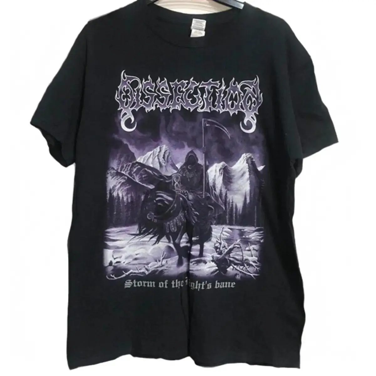 Dissection Reprint Band T-Shirt Black Cotton Casual