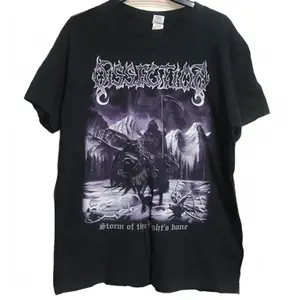 Dissection Reprint Band T-Shirt Black Cotton Casual