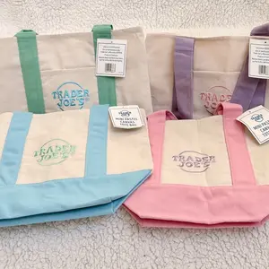 Trader Joe's Tote Bags Pastel Color Collection - Stylish & Versatile for Everyday Use