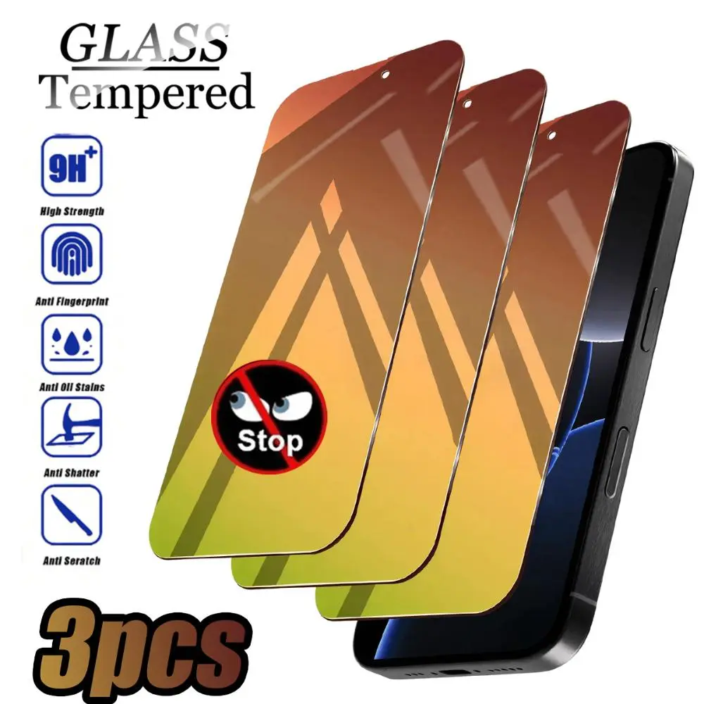 NNBILI 3pcs Color-Changing Privacy Screen Protector,  for iPhone 17 16 15 14 13 12 11 Pro Max 17e 16e , Anti-Spy, 9H+ Hardness