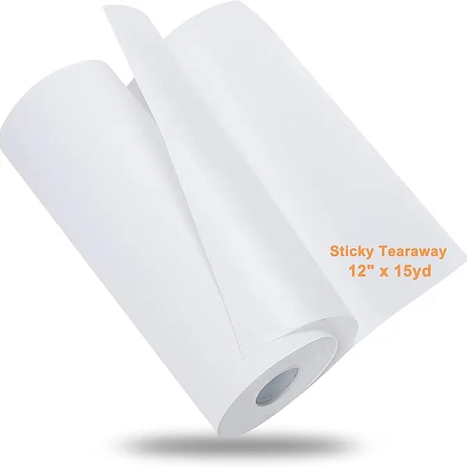 Newbrothread 100% First-Class Polyester Embroidery Stabilizer Backing - 1.8oz Medium Weight Sticky Self-Adhesive Tear-Away, Acid-Lead Free Embroidery Supplies, Leather/Velvet Safe for Velvet,Fleece,Satin,Easy Cleanup Sewing Accessory