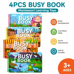 Summer  Busy Book 4-Pack for Kids Ages 3+, Fine Motor Skills Educational Quiet Toy, Preschool Problem-Solving Learning Through Play, Party Gift for Boys & Girls, Outdoor Activity Item