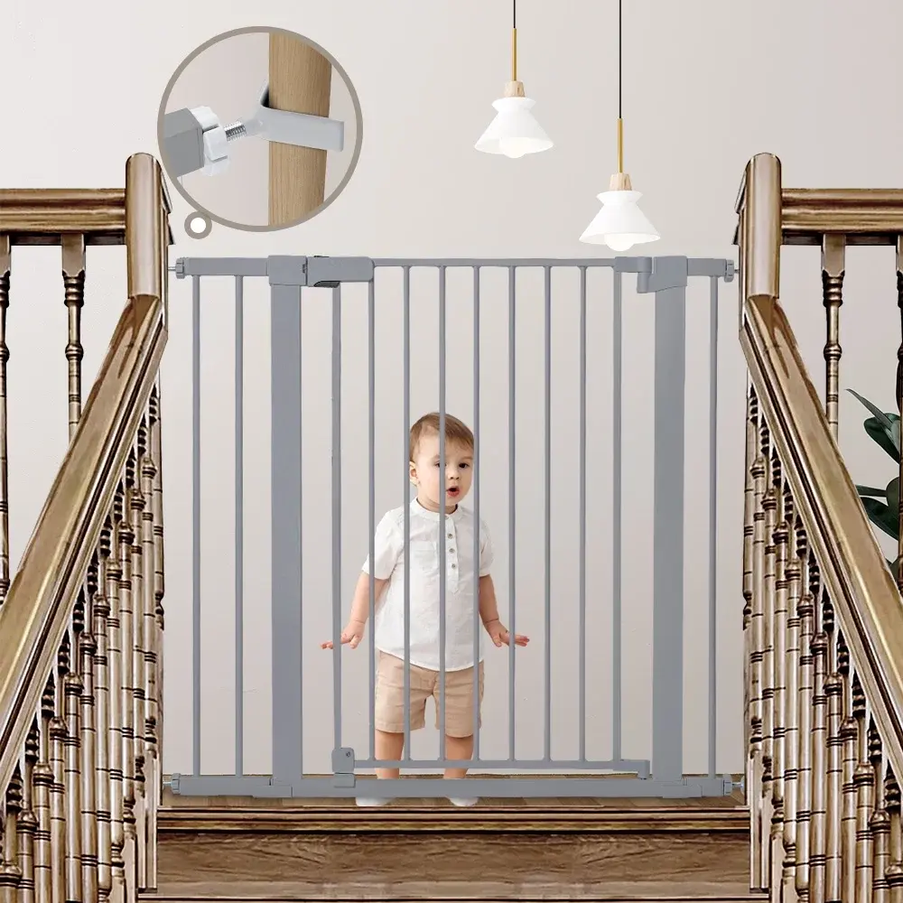 Baby Safety Gate, 36" Tall, 29.5-40.6" for Stairs and Doorway,Pressure Mount Baby Gate for Ages 6 to 36 Months, Gray