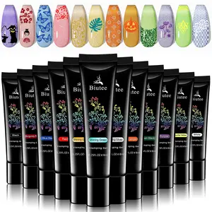 Biutee Nail Stamping Polish Gel Set 12 Colors Stamp Nail Print Gel Kit Red Black White Green Silver Golden for Nail Stamper Tools Set Nail Art Nail Care Nail Polish Manicure Cutics nailbits