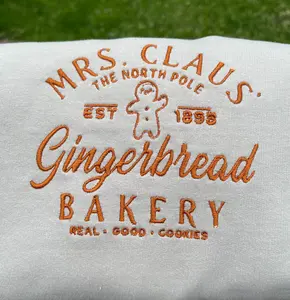 Embroidered Gingerbread Bakery Sweatshirt - Mrs. Claus' Gingerbread Embroidered Gingerbread Sweatshirt or Hooded Sweatshirt