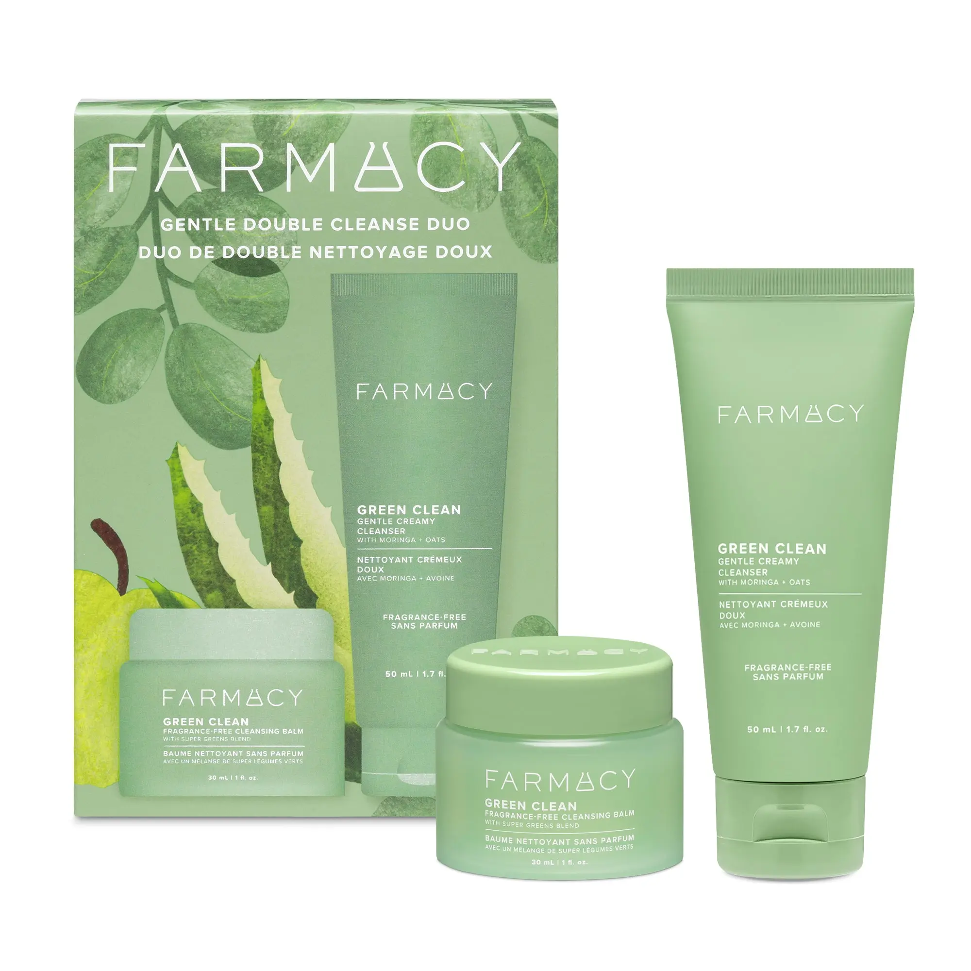 Farmacy Beauty 2-Piece Double Cleanse Duo - Facial Moisturizing Balm & Cleanser Set, Gentle Hydrating Formula, Fragrance Free, Botanical Fruit Extract Blend, for Sensitive Skin Types, Supports Smooth Skin Routine