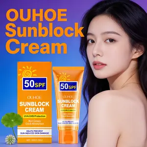 OUHOE Sunblock Cream - Centella & Hyaluronic Acid Hydrating Soothing Sunscreen for Face & Body