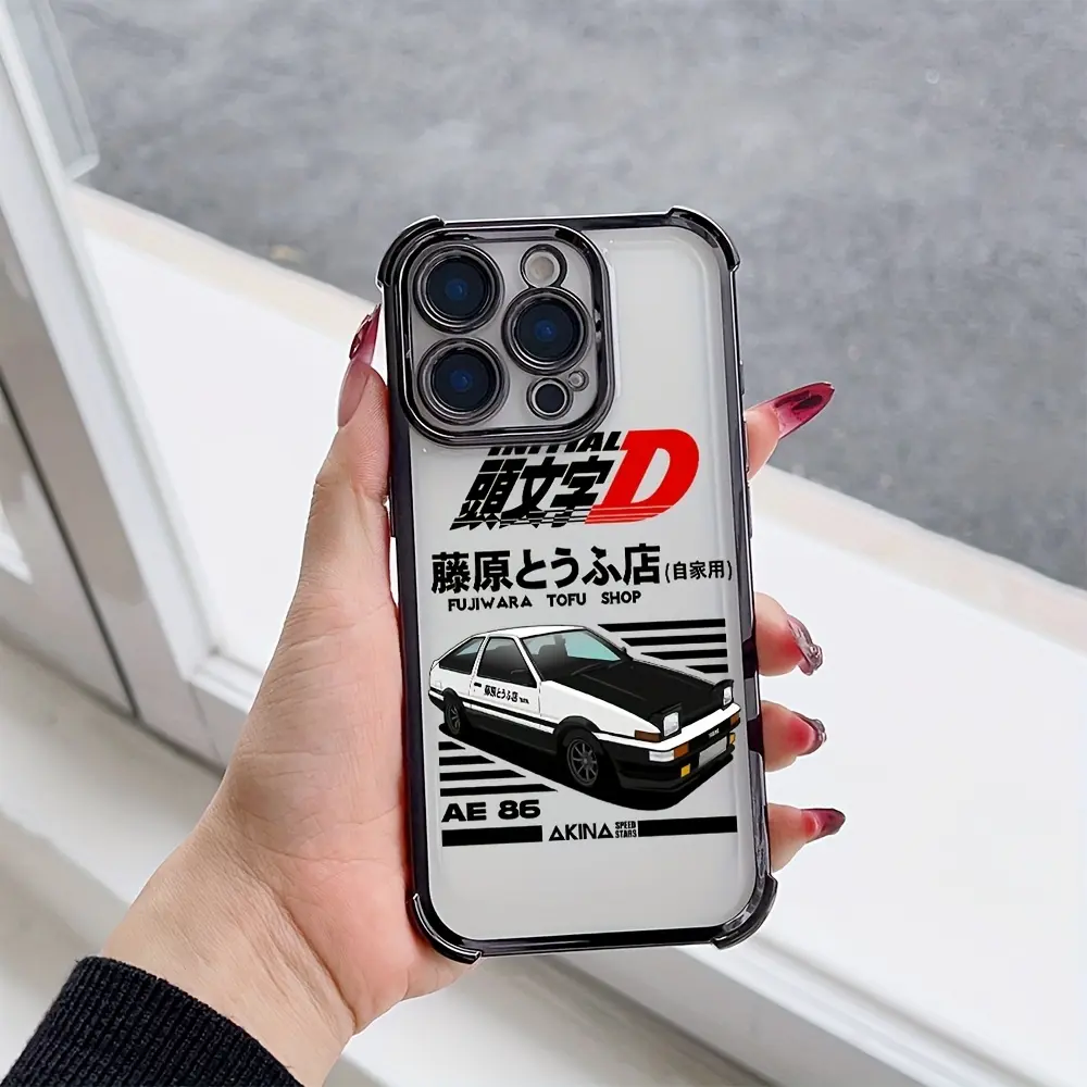 Initial D Japan Anime Shockproof Transparent Soft Plastic Cover for iPhone 11-16 Pro Max,X,XR,XS Max,7-8 Plus - Smartphone,Cellphone,Handheld Devices Accessory