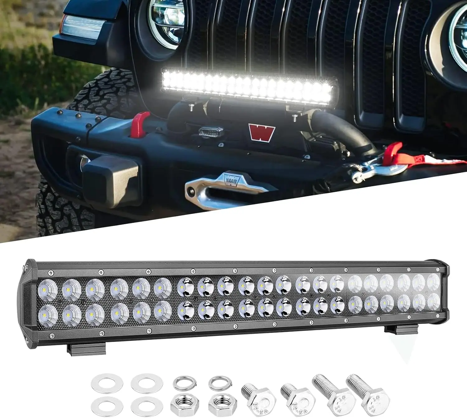 20 Inch LED Light Bar, NIRIDER LED Bar 168W Spot Flood Combo Driving Off Road Fog Light for Truck Pickup UTV ATV Tractor Boat Waterproof