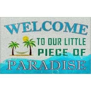 Beach Door Mat, Coastal Beach Welcome Mat, Beach Decor for Room House, Nautical Door Mat, Coastal Bathroom Kitchen Decor, Welcome to Our Little Piece of Paradise
