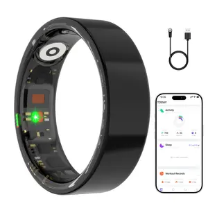 Digital Smart Ring for Men and Women - IP68 Waterproof Fitness Tracker with Activity, Sleep & Heart Rate Monitoring, 200mAh Black Charging Case Included, No Subscription Required, Compatible with Android & iOS