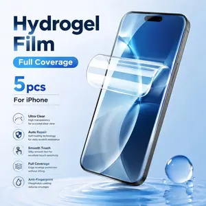 5-Pack HD Transparent Hydrogel Screen Protector for iPhone 17/16/15/14/13/12/11/x/XS/XR, Flexible, Anti-Scratch, Bubble-Free, Finger Print Resistant