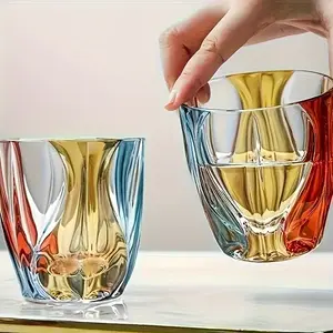 High-quality transparent crystal glass water cup - stylish and luxurious colorful water cup - whisky cup - hand-painted niche-style colored glass cup - high-definition brushed lacquer finishStylish Drinkware