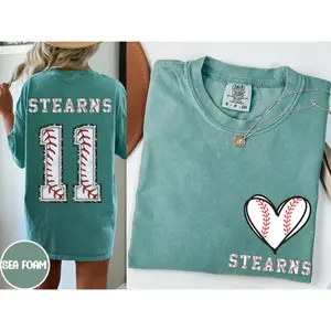 Baseball mom shirt comfort colors, Tball mom custom baseball gift, baseball pocket momshirt, Two sided sport shirt, Baseball heart shirt