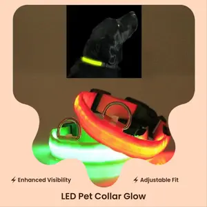 LED Safety Halo Pet Collar for Night Visibility - Adjustable Fit, Multiple Light Modes, Enhanced Visibility for Dogs & Cats
