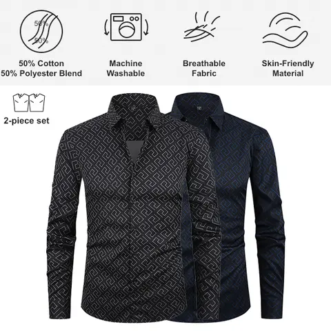 Men’s all-season outerwear and layering shirt set (2 pieces), suitable for business and everyday casual wear, featuring a smooth, breathable texture st patrick's day