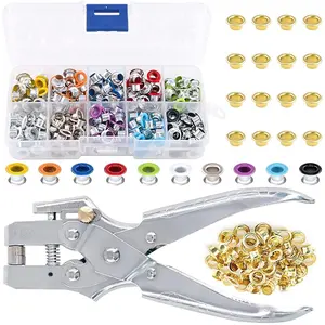 Eyelet Hole Punch Pliers, 3/16 in(5mm) Eyelet Grommet Pliers Kit Metal Eyelets Kits with 400 count Multicolor Grommets Shoe Eyelets Grommet Sets for Leather Fabric Belt Clothes Decorative Repair