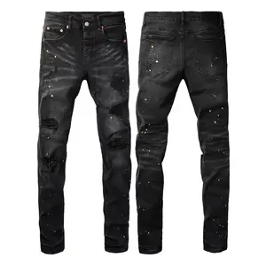 Jeans brand Jeans Men's Jeans Casual Comfort Holes Fashionable Straight Skinny Slim Fit Jeans, Ripped Stretch Jeans Denim Pants