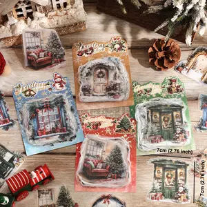 200 Colorful Christmas Stickers Large Size 2.76*2.76 Inch Decorative Stickers DIY Waterproof Christmas Sticker tacky christmas tree  Scrapbooking Celebrations