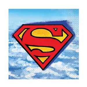 DC Comics Superman Party Emblem Disposable Paper Luncheon Napkins – 6 1/2", 16 count