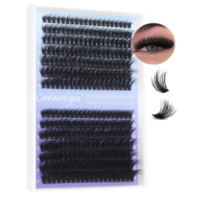 Geeneiya Eyelash Clusters Full Lash Extension Mink Thick Cluster Eyelash Extensions 10-18MM Cluster Lashes Individual Wispy Fake Eyelashes, Not Kit (60D+80D, 280Pcs)
