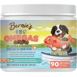 Bernie's OMG! Omegas - 5X Extra Strength Omega-3s DHA+EPA Soft Chews (Salmon, 2-Pack)