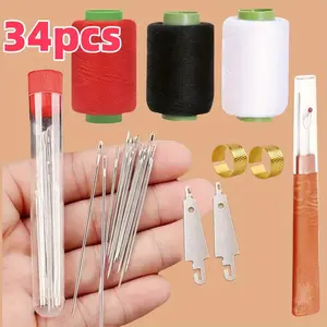 34pcs set Sewing Tool Set, Hand Stitching Needles & Thread Kit, Ideal for Seniors, DIY Clothing Repair, Perfect Gift for Father's Day/mother's Day